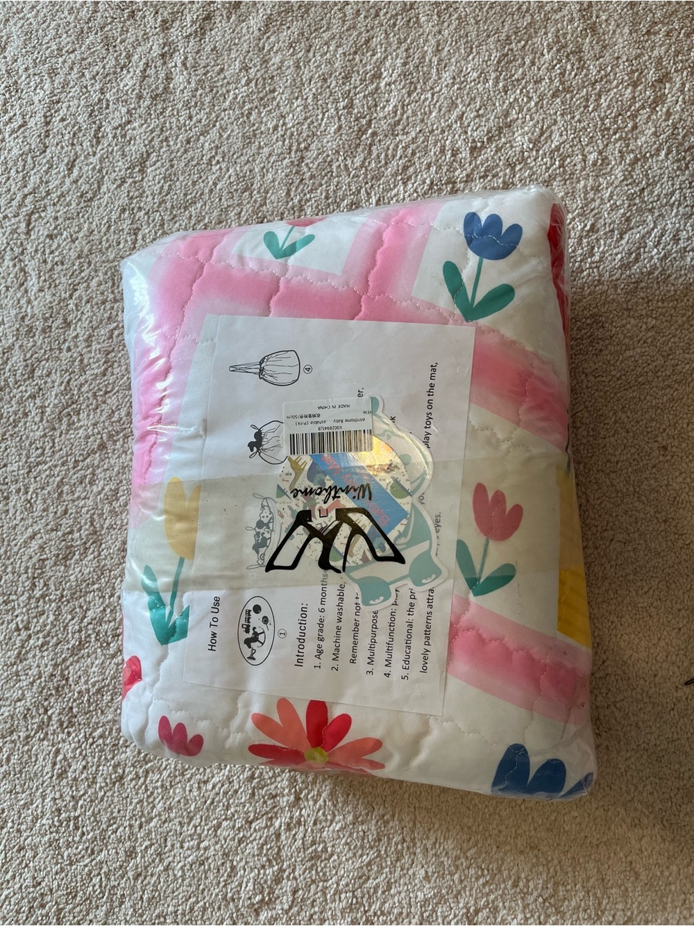 Floral Quilted Home Bedding Throw - Pink Multicolor